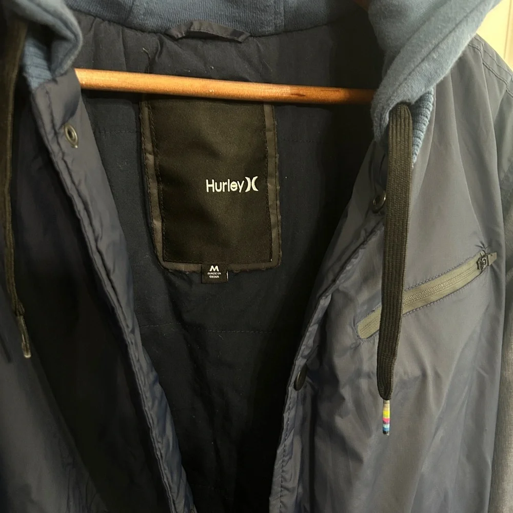 Like New Hurley Men's All-City  Dark Blue Hooded Jacket size M - Picture 2 of 15